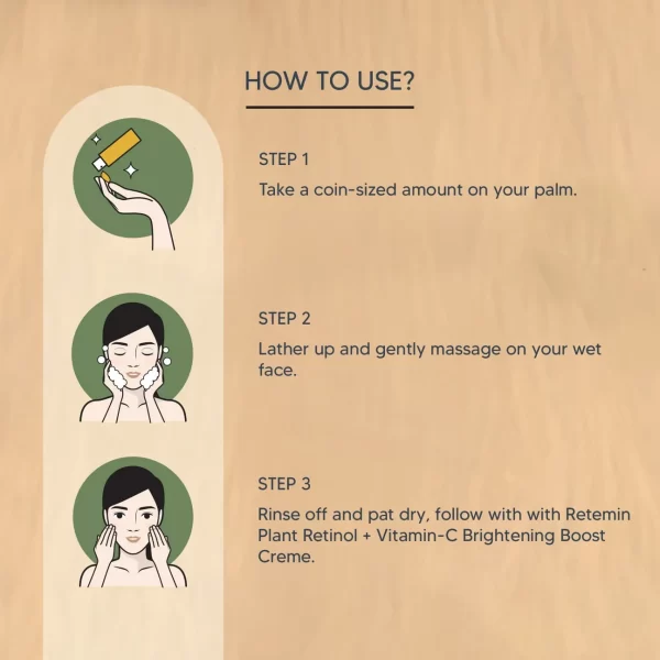 Lotus Retemin Plant  Retinol Vitamin-C Brightening Face Wash 100gm - Image 4